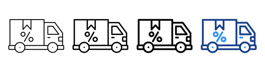 Delivery Discount Icon Different Style Outline Collection Set