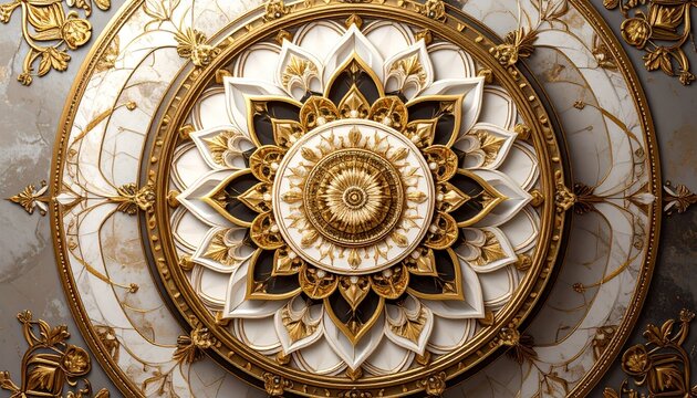 Ornamental gold with white and black ceiling. - Powered by Adobe