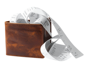 Wallet with Folded Receipts Transparent PNG