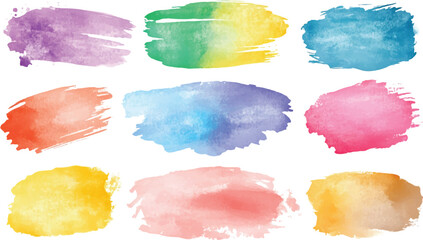 Set of Yellow Paint Smear Brushes Colorful Watercolor Brush Stroke Collection Color Watercolor Circle  Smear Splash Stain on Transparent Background