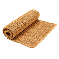 Rolled light beige woven mat