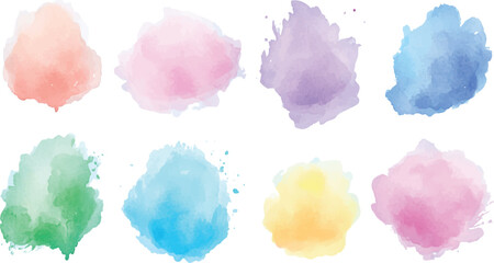 Colorful watercolor brush strokes vector. Png Ink color smoke blot on transparent Abstract background	