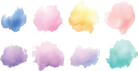 Set of watercolor circles brash multicolored. watercolor on white background. This is watercolor splash. It is drawn by hand transparent background.	