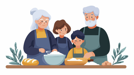 Family baking together