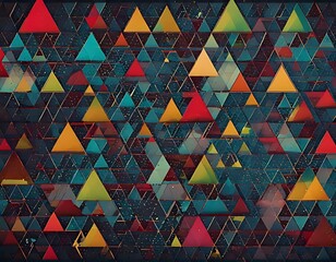 Abstract geometric pattern of triangles in vibrant colors