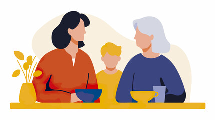 Family mealtime illustration