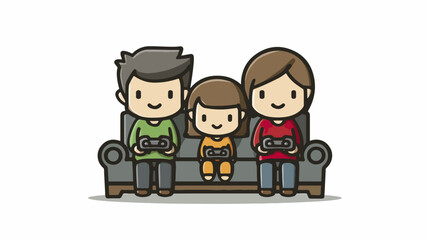 Family playing video games