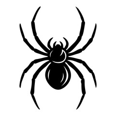 Black Spider Silhouette Vector Illustration – Creepy Halloween Insect Icon, Scary Bug Symbol for Web, Tattoo, and Decoration