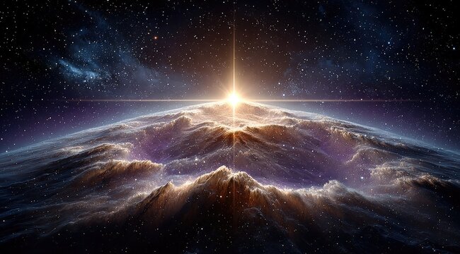 Cosmic sunrise over alien world