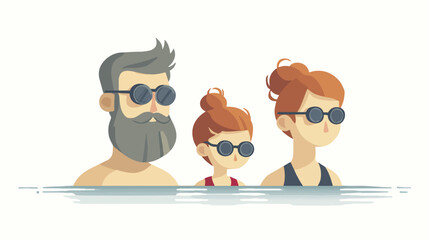 Family swimming illustration