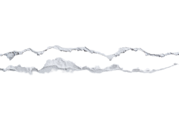 Ripped paper, two parallel, irregular lines of torn white paper against a black background.  The tears are rough and uneven, creating a textured, mountainous effect