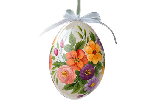 Floral Easter Egg, isolated on transparent background