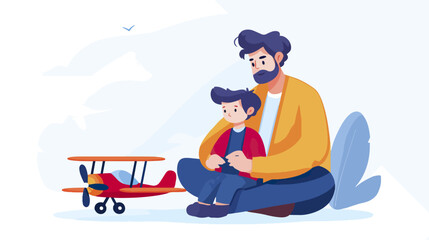 Father and son enjoying hobby