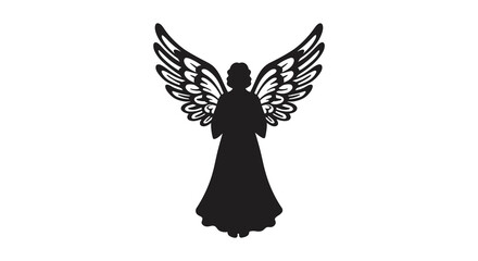 Obraz premium a silhouette angel figure with detailed wings standing upright