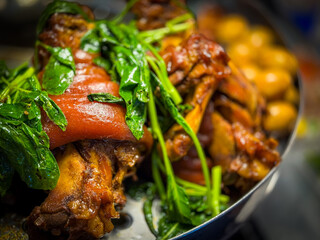 Braised pork leg for sale in the restaurant