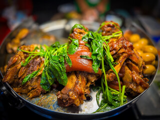 Braised pork leg for sale in the restaurant