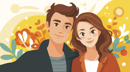 Friendly couple portrait illustration