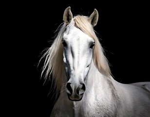 A white horse's head, dramatic lighting
