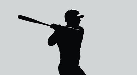 Baseball player silhouette swinging bat action shot athlete sport vector