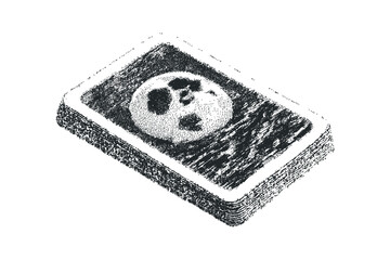 Stack of tarot cards featuring moon motif on transparent. Vector hand drawn illustration