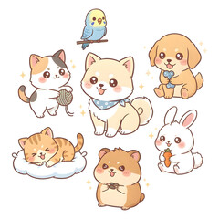 Set of dog cartoon illustration design