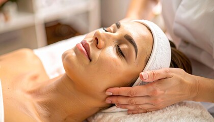 Facial massage in spa salon.