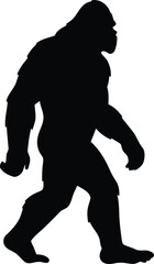 Silhouette sasquatch bigfoot walking mysterious cryptid folklore legend vector