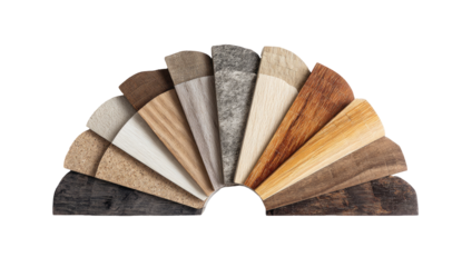 Sample fan of various wood and stone-look materials