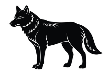snow wolf silhouette vector art icon