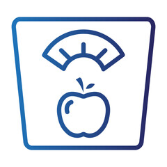 Vector line icon of an apple on a weighing scale for a healthy diet concept, a nutrition symbol for World Heart Day awareness