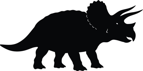 Triceratops dinosaur silhouette vector ancient reptile prehistoric icon vector