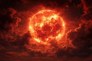 Fiery sun, ominous clouds