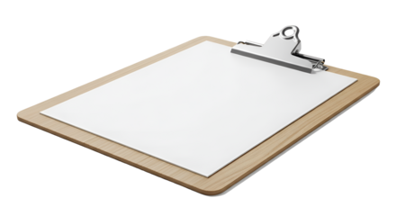 Clipboard with blank paper isolated PNG with Transparent Background