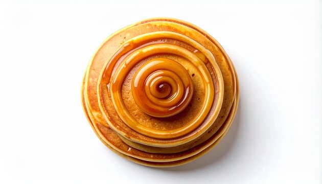 Perfectly baked spiral pastry with a glossy glaze top view.