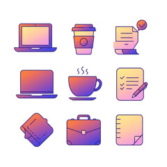 Business Icons Set with Gradient Colors