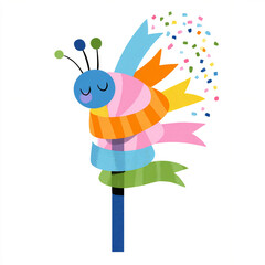 Ribbon - An orange streamer on a blue pole