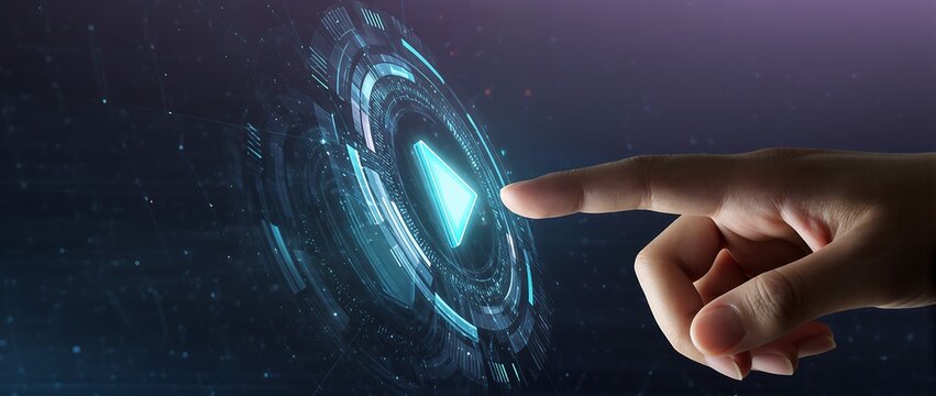 Futuristic hologram icon of recycling with glowing technology effect