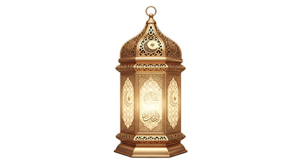 Ornate gold lantern for Ramadan celebrations isolated PNG with Transparent Background