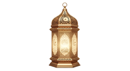 Ornate gold lantern for Ramadan celebrations isolated PNG with Transparent Background