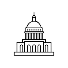 Line drawing of capitol building on transparent background