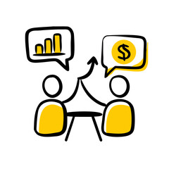 Business Discussion Meeting Presentation hand drawing icon for web and graphic design