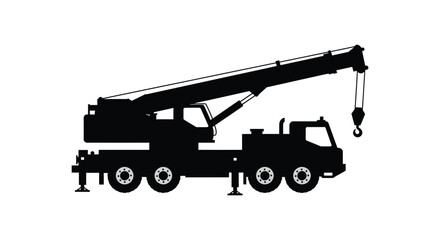 a large crane truck silhouette with extended arm © Mstsalma