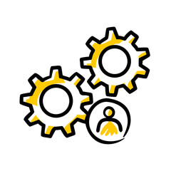 Business Productivity Gears Teamwork hand drawing icon for web and graphic design