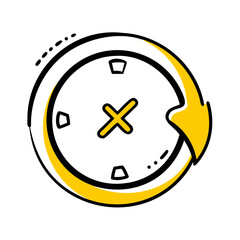 Circular Clock with Remove Delete Icon hand drawing icon for web and graphic design