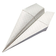A single white sheet of paper folded into an origami toy airplane soars freely through the air