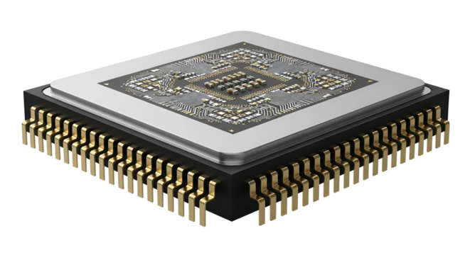 Microchip Semiconductor component for electronics isolated PNG with Transparent Background