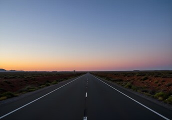 Fototapeta premium Endless Desert Road at Sunset: A Timeless Journey