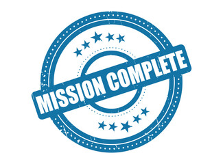 Mission Complete Rubber Stamp Seal with a Dotted Circle