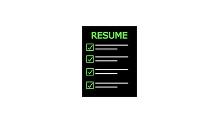 Resume CV to get hired animation.Animation of curriculum vitae papers. Hiring concept new employees recruitment.