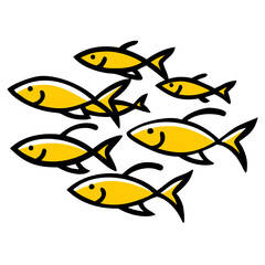 Fish Group Shoal Swimming hand drawing icon for web and graphic design